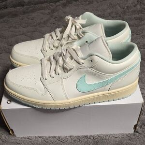 Jordan 1 Low Women's Cream and Mint Sneakers